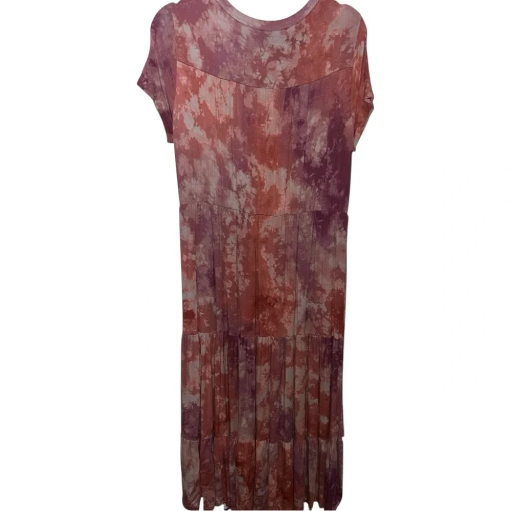 Torrid Super Soft Knits Tiered Tie Dye Stretch Knit Dress 0/L Oversized EUC - Picture 3 of 5